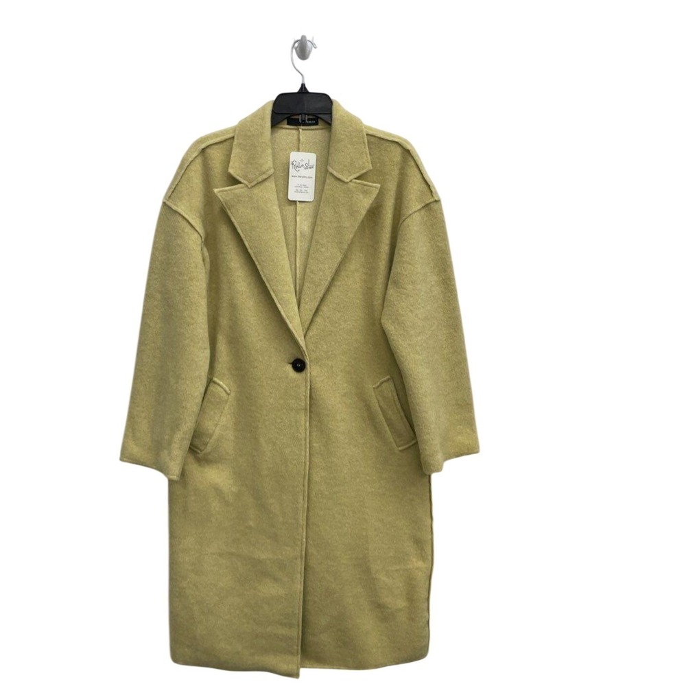 On Blue One Button Rough Hem Trench Coat Pale Lemon Yellow Small OBJ 92